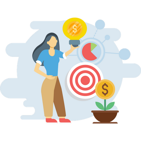 Businesswoman with investment strategy  Illustration