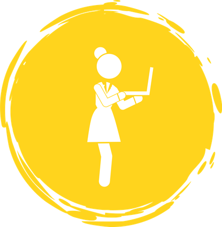 Businesswoman with laptop in hands  イラスト