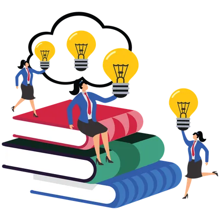 Businesswoman with learning idea  Illustration