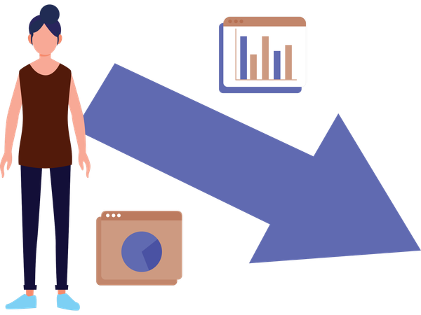 Businesswoman with loss chart  Illustration