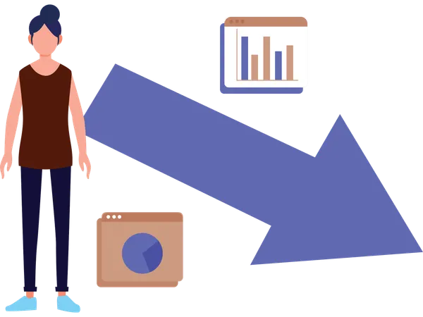Businesswoman with loss chart  Illustration