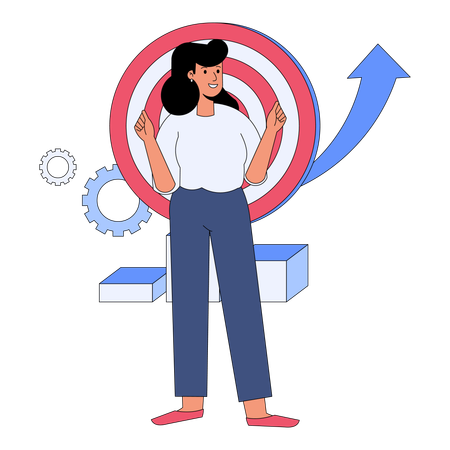 Businesswoman with marketing goal  Illustration