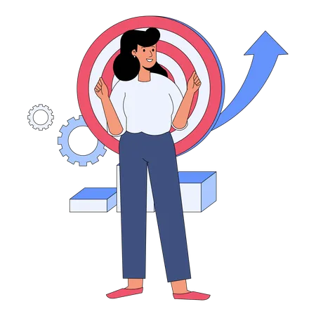 Businesswoman with marketing goal  Illustration