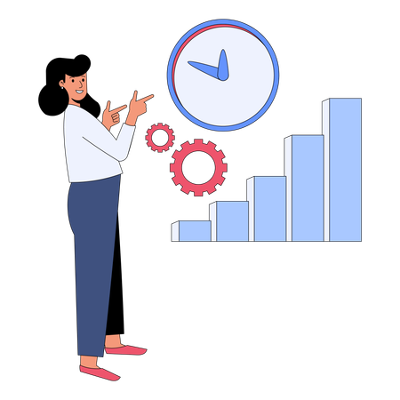 Businesswoman with marketing time  Illustration