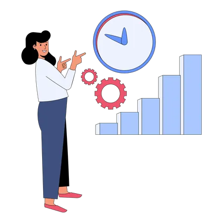 Businesswoman with marketing time  Illustration