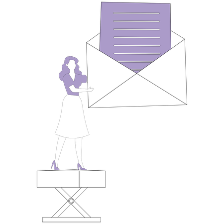 Businesswoman with open the letter  Illustration