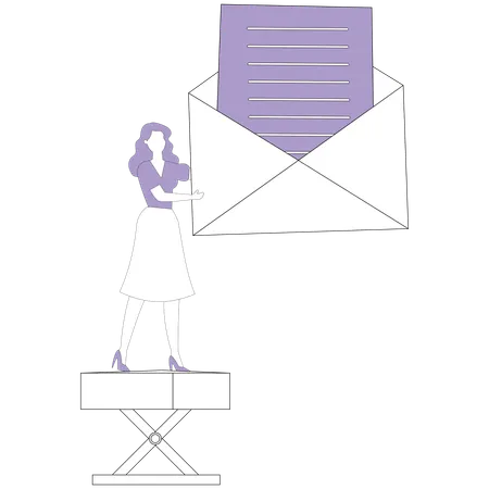 Businesswoman with open the letter  Illustration