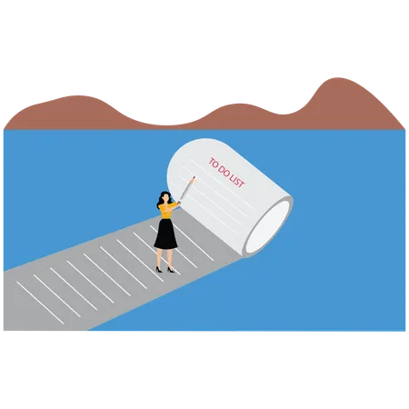 Businesswoman with overwhelmed work  Illustration