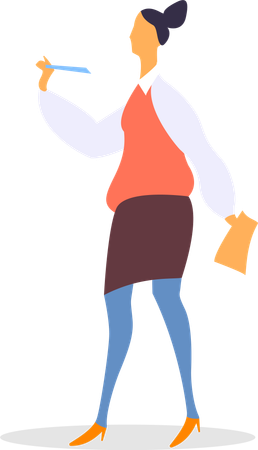 Businesswoman with Pen and Document Report  Illustration