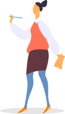 Businesswoman with Pen and Document Report  Illustration