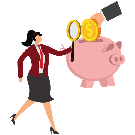 Businesswoman with Piggy Bank Investment  Illustration