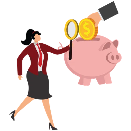 Businesswoman with Piggy Bank Investment  Illustration