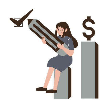 Businesswoman with profit growth checklist  Illustration