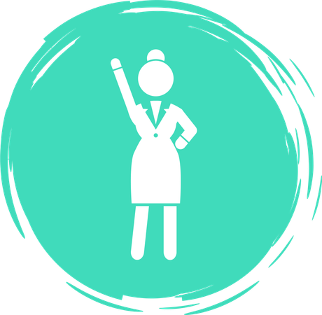 Businesswoman with raised hand  Illustration