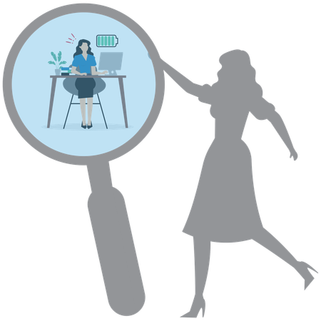 Businesswoman with shadow exploring himself  Illustration