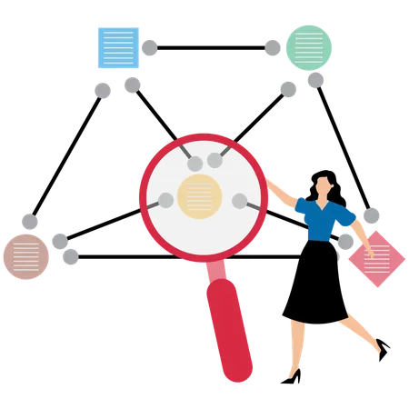 Businesswoman with structural thinking  Illustration