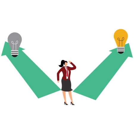 Businesswoman with success option  Illustration