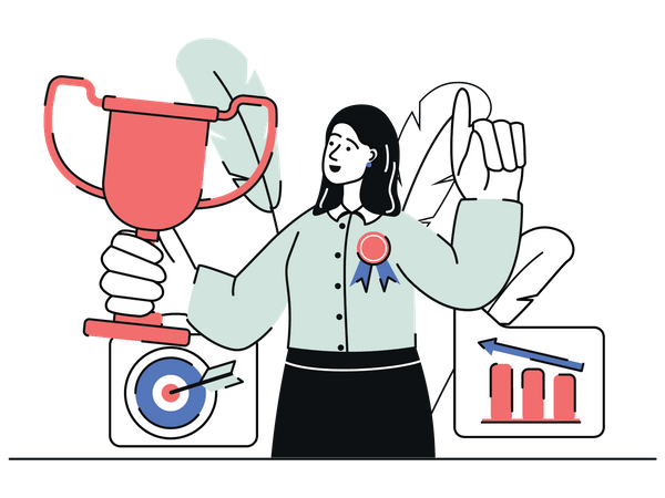Businesswoman with success trophy  Illustration