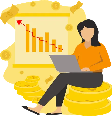 Businesswoman with successful investment  Illustration