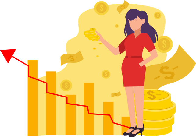 Businesswoman with successful investment  Illustration