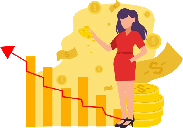 Businesswoman with successful investment  Illustration