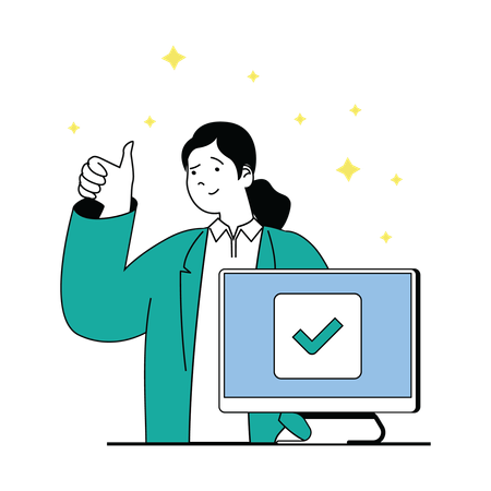 Businesswoman with task complete  Illustration