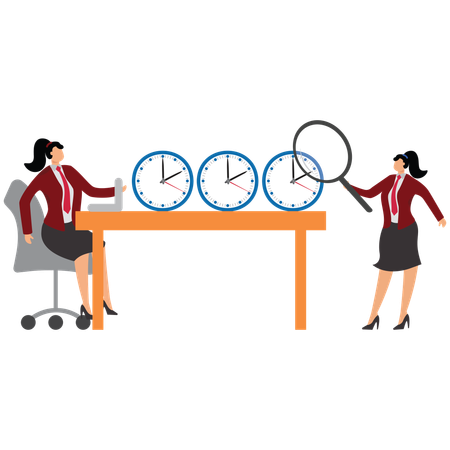 Businesswoman with Time management and control  Illustration