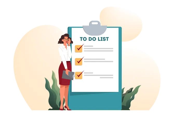 Businesswoman with  to do list Illustration