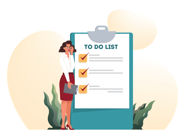 Businesswoman with to do list  Illustration