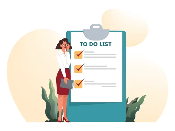 Businesswoman with to do list  Illustration