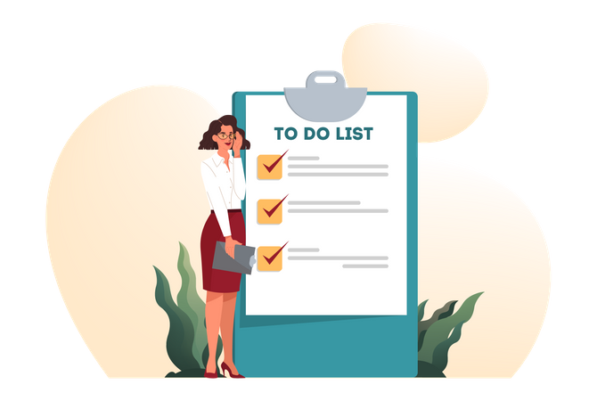 Businesswoman with  to do list  Illustration