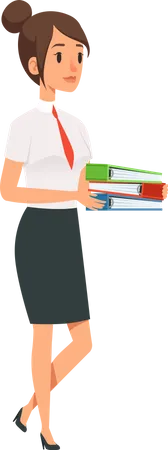 Businesswoman with work files  Illustration