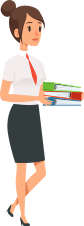 Businesswoman with work files  Illustration