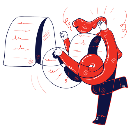 Businesswoman with workflow document  Illustration