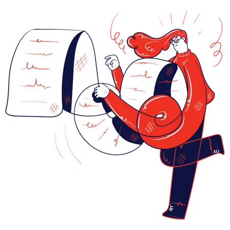 Businesswoman with workflow document  Illustration
