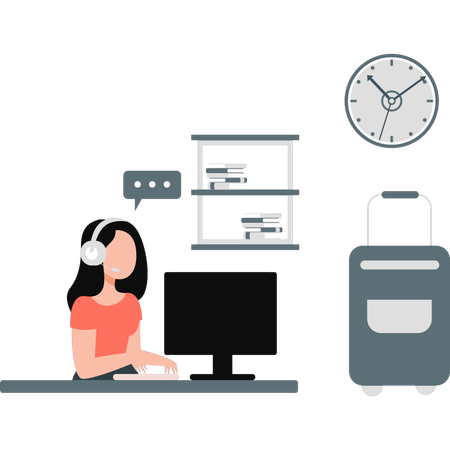 Businesswoman work deadline for offices trip  Illustration