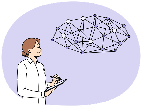Businesswoman work with futuristic global network  Illustration