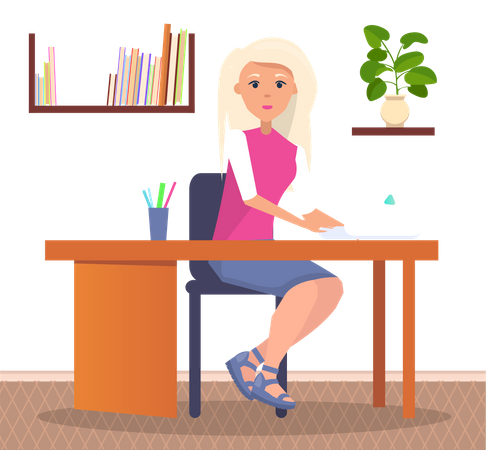 Businesswoman working at office Illustration