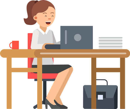 Businesswoman working at office  Illustration