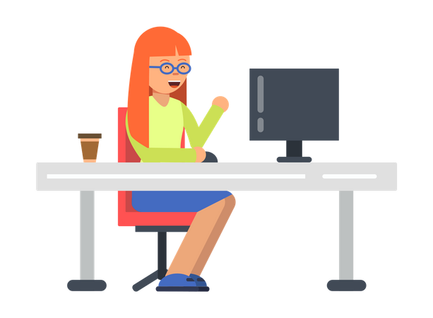 Businesswoman working at office  Illustration