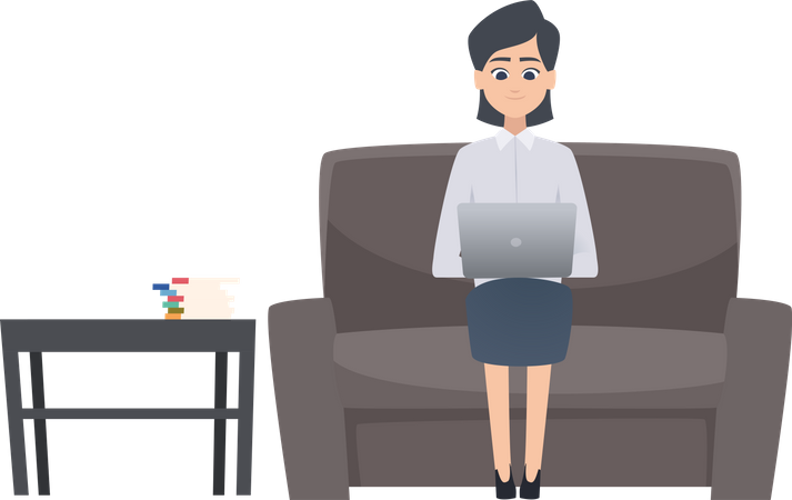Businesswoman working at office couch  Illustration