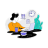 illustrations of businesswoman working at office