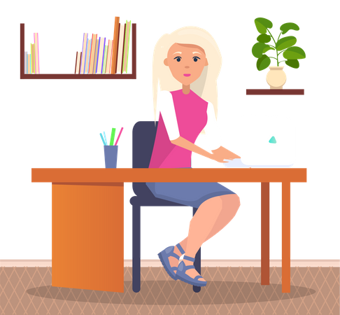 Businesswoman working at office  Illustration