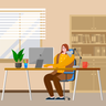 businesswoman working at office illustration free download