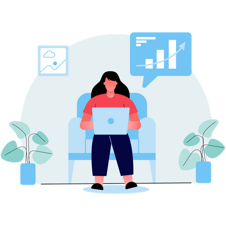 Businesswoman working from home  Illustration