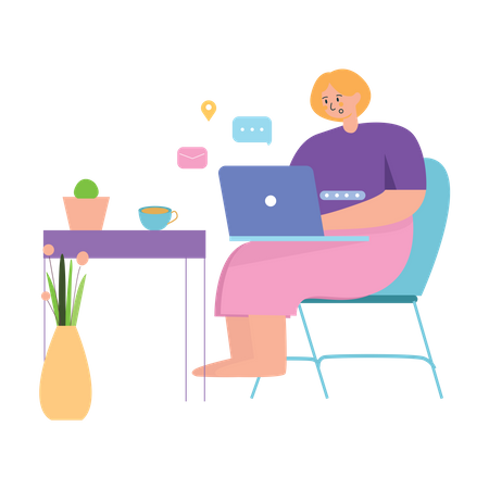 Businesswoman working from home  Illustration