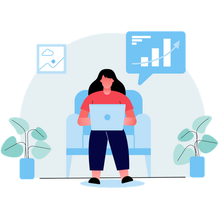 Businesswoman working from home  Illustration