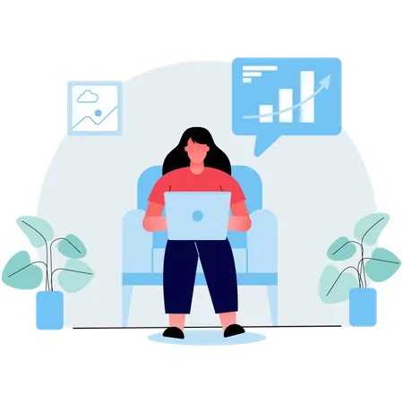 Businesswoman working from home  Illustration