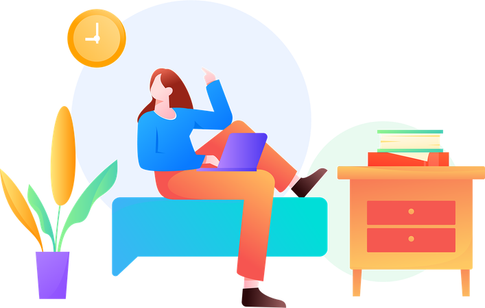 Businesswoman working from home  Illustration