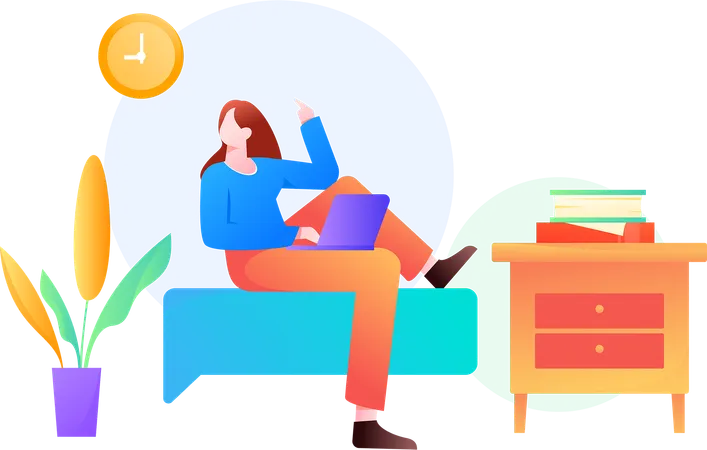 Businesswoman working from home  Illustration